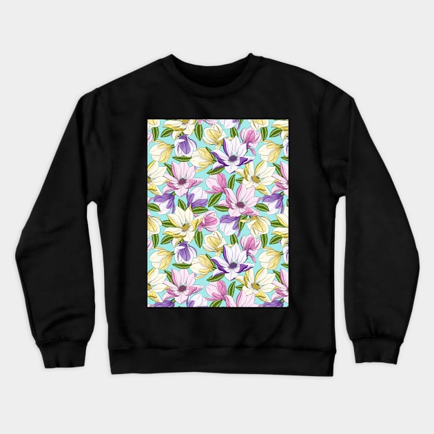 Blooming Magnolia Flowers Crewneck Sweatshirt by Designoholic